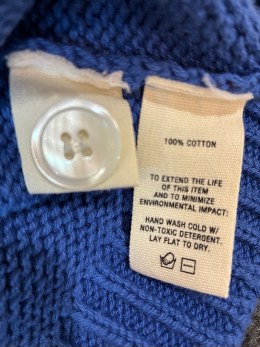 Alex Mill Blue Ivory Bridget Knit Button-Front Sleeveless Cardigan, Small - Picture 6 of 6